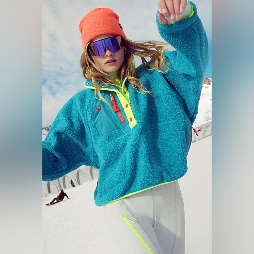 Free People Hit The Slopes Colorblock Fleece Pullover